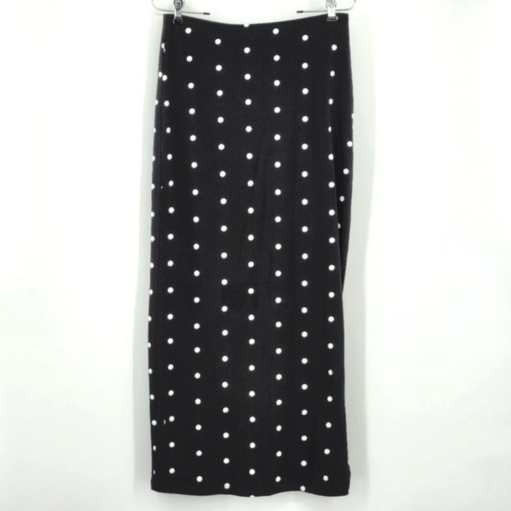FabAlley Midi Straight Skirt Womens Size Medium Side Slit Polka Dots 90s Style